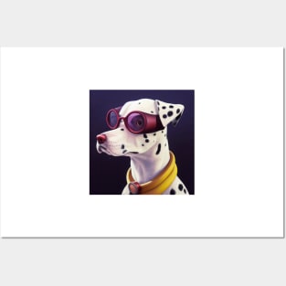 Dalmatian wearing aviator glasses Posters and Art